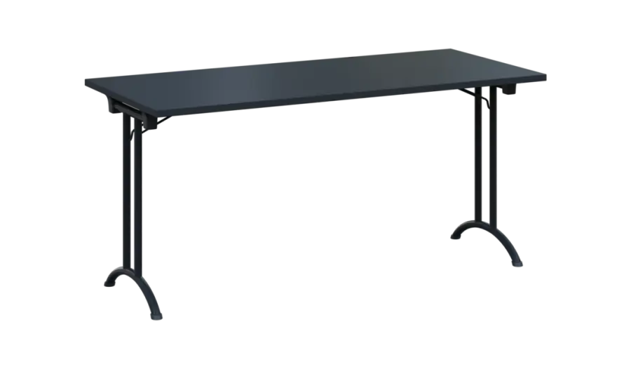 SLA 160 lak skládací jednací stůl 1600x700, deska 25 mm, podnož černý lak, deska antracit